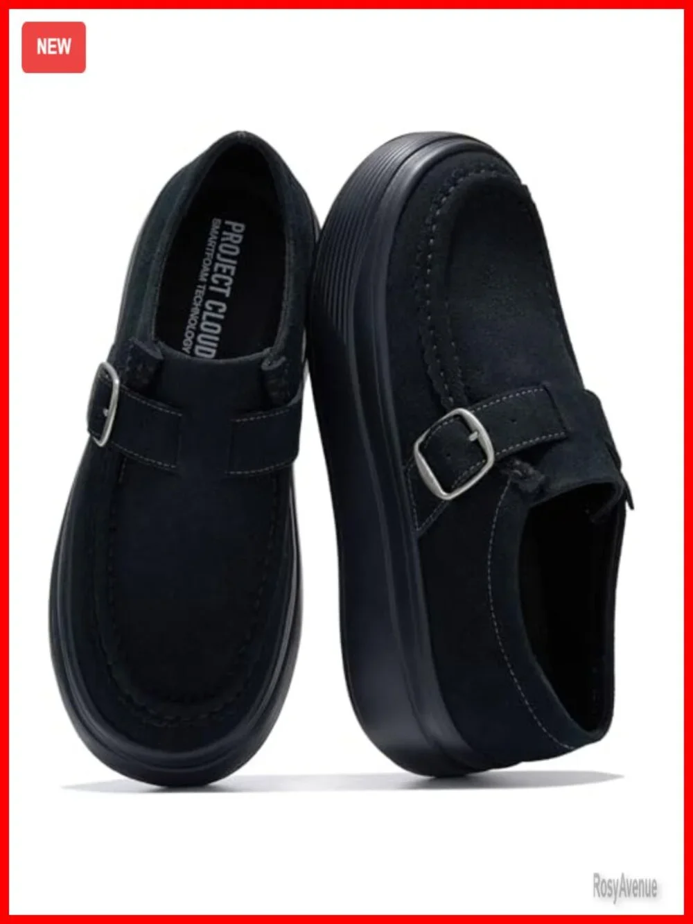 Genuine Suede Platform Loafers Womens Comfortable Non Slip Chunky Shoes